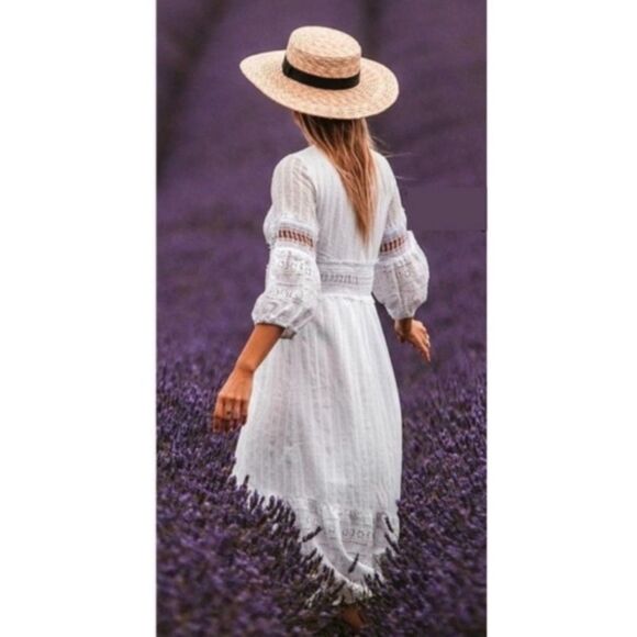 Anthropologie Ebba Bohemian Eyelet Lace Midi Dress - Picture 3 of 8